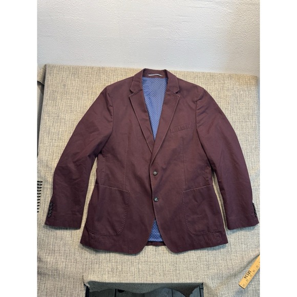 Bugatti Other - Bugatti Mens 42  Two Button Blazer Sports Coat Suit Jacket Maroon With Blue Line